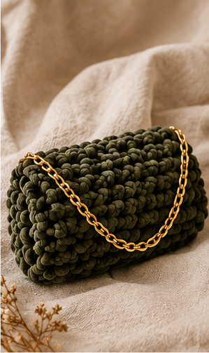 Bolso cartera tejido en terciopelo